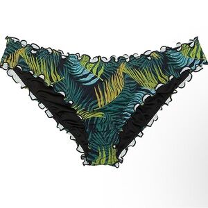 VICTORIAS SECRET SWIM Palm print Ruched Cheeky Bikini Bottom XS NWT